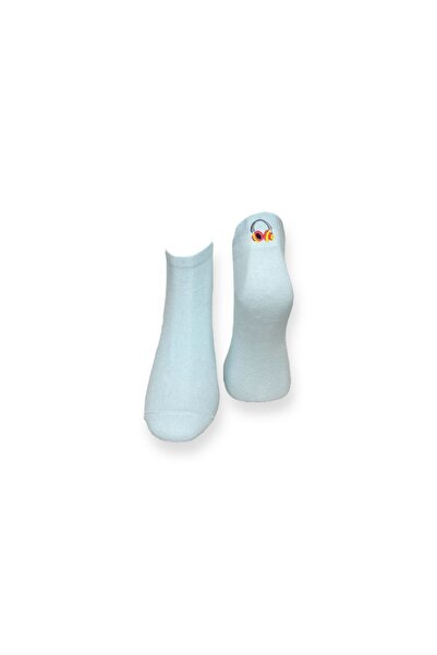 Mevo Tekli Bebe Mavisi Renkli Unisex Esnek Nem Alabilen Pamuklu Düz Patik Çorap