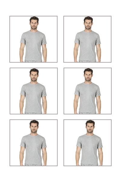 ÖZKAN underwear Özkan 0116 6 Pack Men's Ribbed Flexible Comfortable Closed Collar Half Sleeve Athlete Undershirt