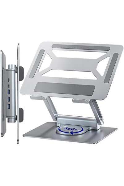 UmoTech 360° Döner Alüminyum Laptop Standı Ergonomik ve Portatif Tasarım Usb Type-C Port Dayanıklı ve Sağlam