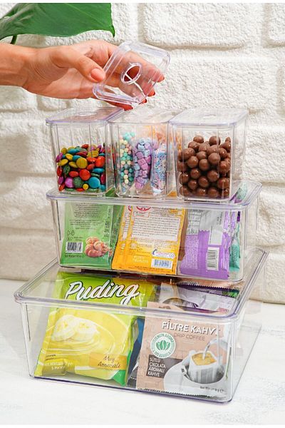 Vienev Clear 5-Piece Storage Container Set with Lids - Snack Bowl and Snack Box