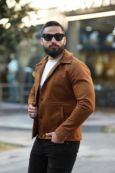 BASEL.CO Ανδρικό μπουφάν Tan Suede