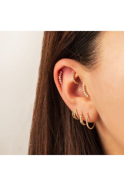 Dianora Piercing 14K White Gold 6 Jewels Helix/Cartilage Piercing Earrings