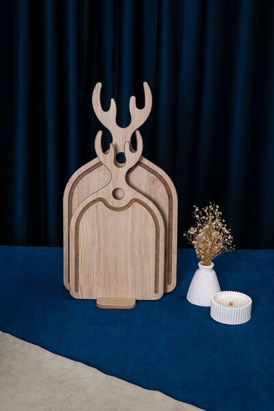 Heda Porselen Ren Series - 2-Piece Wooden Cutting and Presentation Board