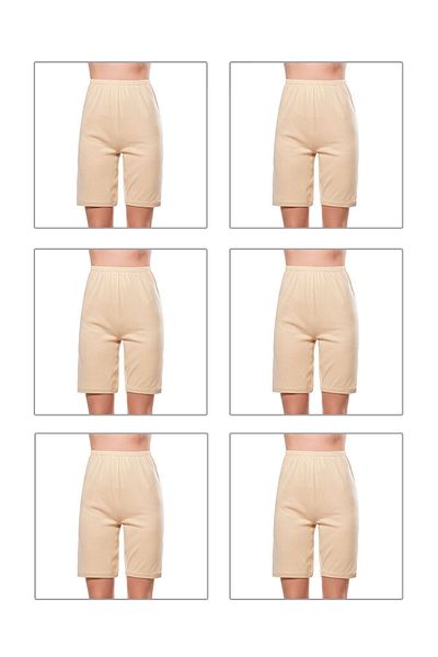 ÖZKAN underwear Özkan 0112 - Pachet de 6 modele de plasă cu nervuri pentru femei, jambiere scurte peste genunchi elastice și moi