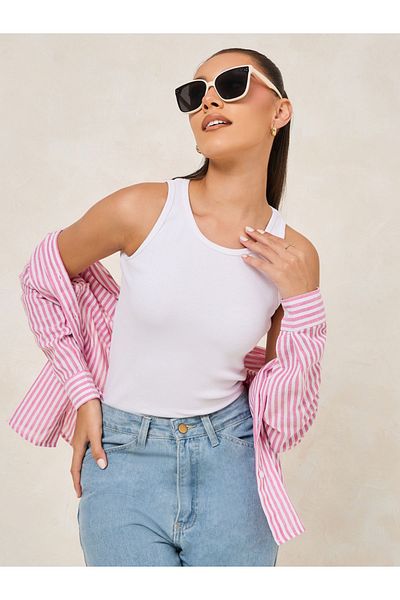Styli Ribbed Round Neck Fitted Vest