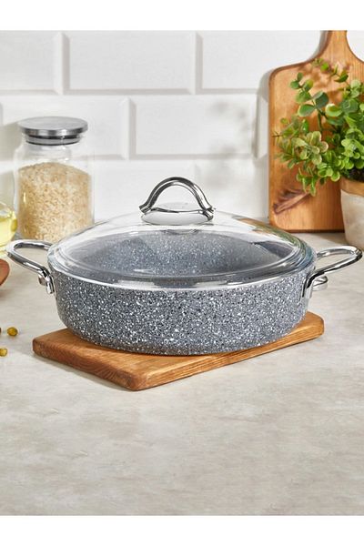 FALEZ 28 Cm Granite Pedra Induction Flat Pot