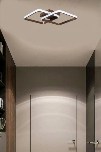 Fer Avize Enisa Modern Tasarım Kahverengi Salon - Mutfak - Hol Beyaz Led 2 Li Avize