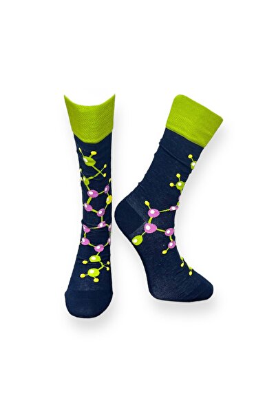 Mevo Navy Blue Unisex Flexible Cotton Patterned Socks