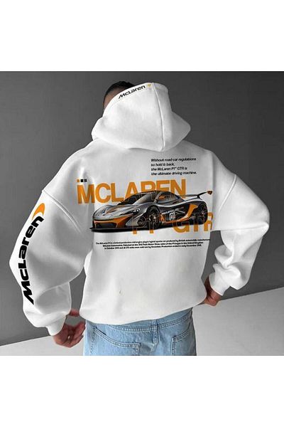 Oldeys Φούτερ Y2k Mc Laren με στάμπα με λευκή κουκούλα