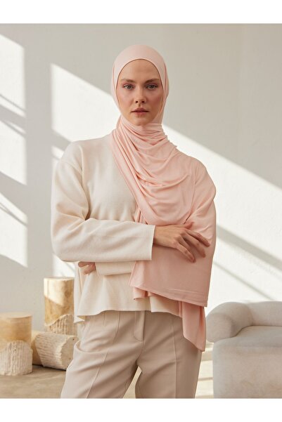 Femple Modest Κρεμ Ροζ Premium Τζέρσεϊ Σάλι - 180x70 cm Hijab