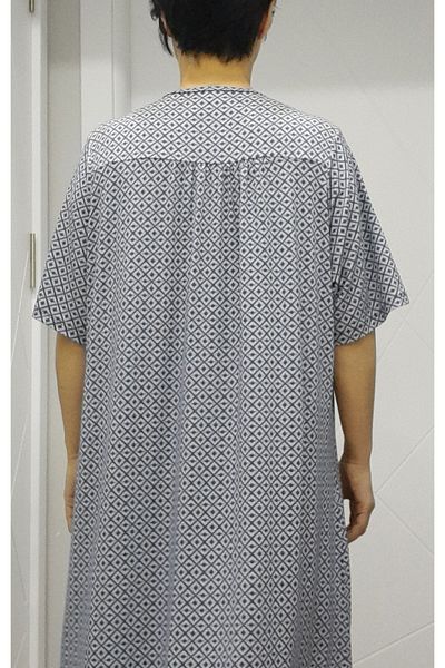 Mertcan Butik Φόρεμα από βισκόζη από βαμβακερό χτενισμένο με μπλε ναυτικό σχέδιο με κομμένο μπροστινό και πίσω μέρος