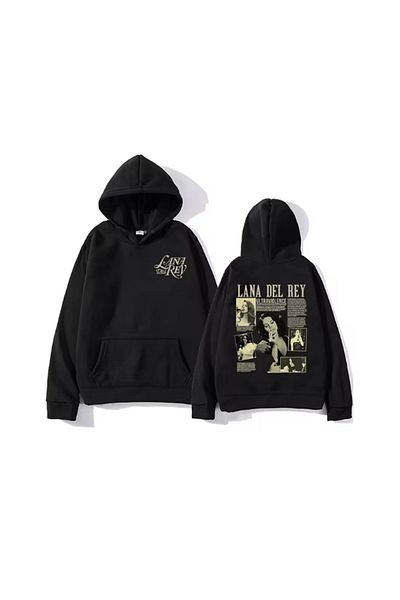 LA GULER Lana Del Rey Printed Unisex Oversize φούτερ - 3 κλωστές βαμβακερά, κουκούλα Sardon