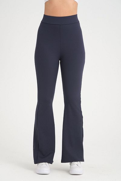 BANEGA Κολάν Navy Blue Recovery High Waist - Plus Size, Ribbed Flared Leg