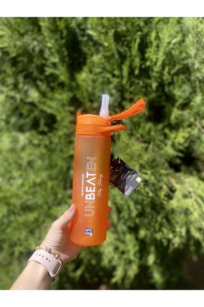 Gıpta 600 ml Unbeaten Tritan Flask with Straw Orange