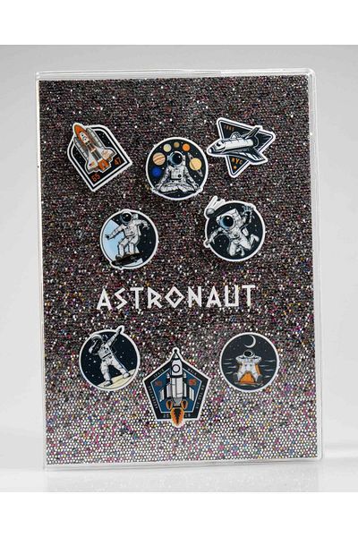 4nio Caiet cu sclipici astronaut gri închis