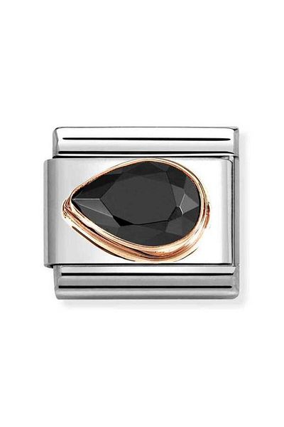 NOMİNATİON Composable Classic Decorative Link - Surface Embroidered - Black - 9K Rose Gold Zircon