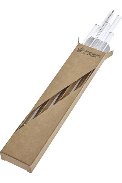 TFA Washable Glass Beverage Cane, Glass Straw Glaswerk 4 Pieces, 20cm Size (GERMAN QUALITY) Bpa Free