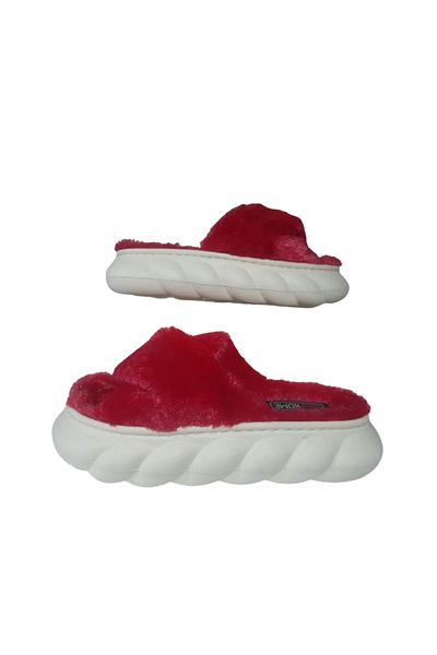 Akınal Bella Red Cross Model Plush Ultra Light Women's Slippers - Akb995-998
