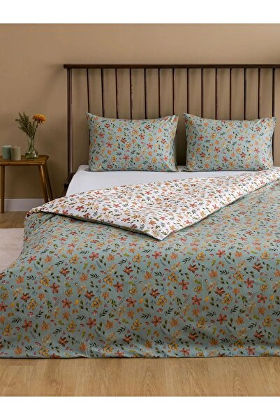 LC Waikiki LCW HOME Mat Yeşil Çiçek Desenli Çift Kişilik Nevresim Seti
