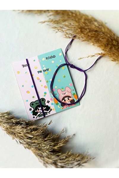 Atölye Merdiven 2li Arkadaş Çift bilekliği Mor İp bileklik YIRT PAYLAŞ arkada...