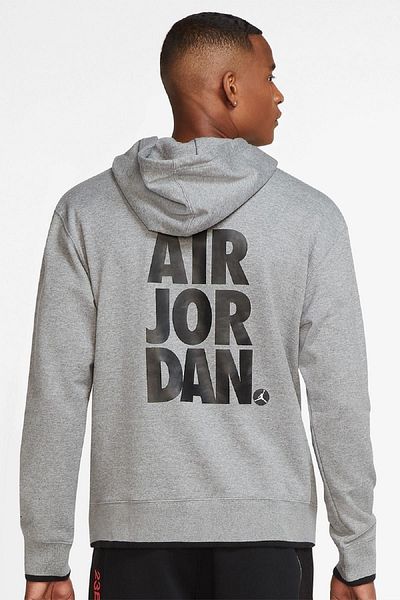 Nike Мъжки пуловер с качулка Jordan Jumpman Classics с принт от полар - сив