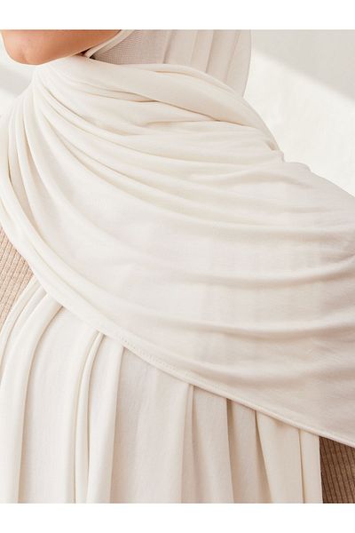 Femple Modest Premium Small Jersey Shawl - Ivory Χρώμα, 150x50 cm Hijab