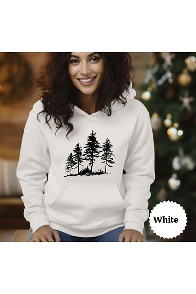 LA GULER Unisex Winter Hooded Oversize Hoodies - Πεύκα με στάμπα, 3 νήματα βαμβακερή σαρδόνια