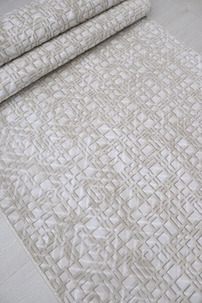 melian Diamon Kaymaz Tabanlı Kesme Kabartmalı Salon Koridor Mutfak Hali Açık bej