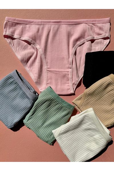 VicTroy Set de 6 chiloți triunghi din bumbac colorat pentru femei