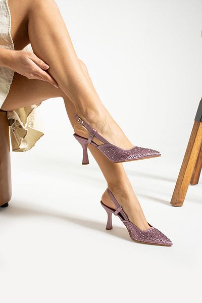 Tulin Shoes Hera Stone Print Detaliu Tocuri Mov