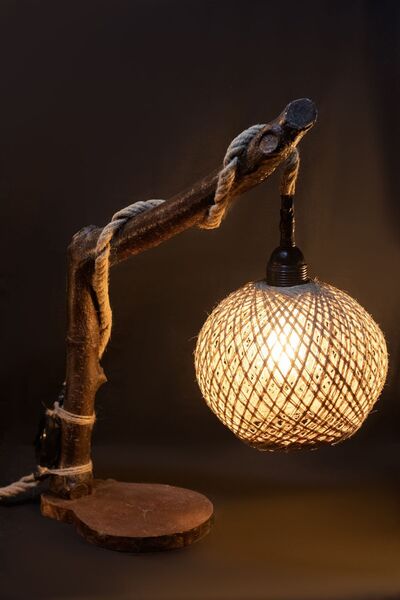 Celestia Doğal Ağaç İskandinav El Yapımı Ahşap Lambader Abajur Oturma Odası Yatak Odası Rustik Aydınlatma