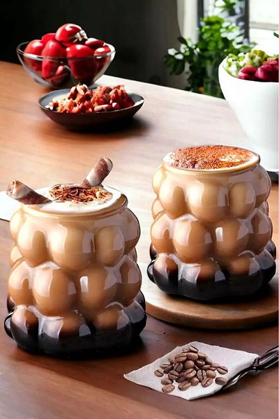 DMR Heat resistant borosilicate beads shaped cup| Coffee and presentation glass|
