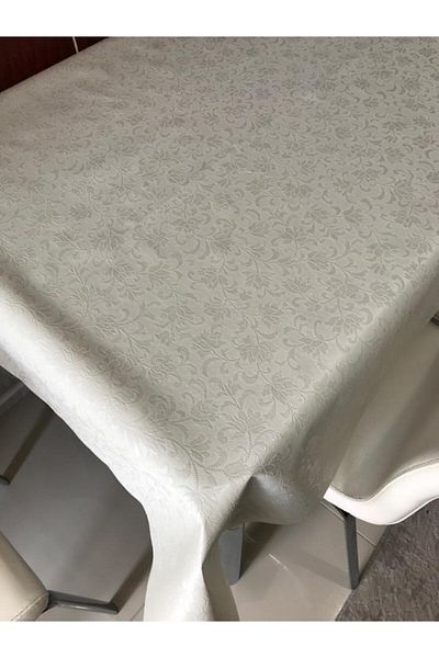 yukselhalimefrusat White Lined Oilcloth Wipeable Table Cloth