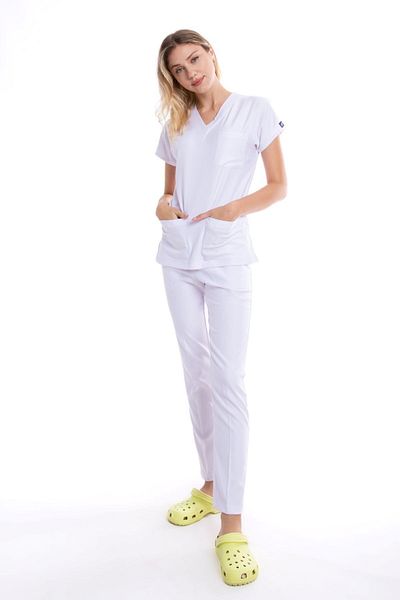 Uçak Medikal COSTUM CERRAHI CU LICRĂ ALB CORE-FLEX