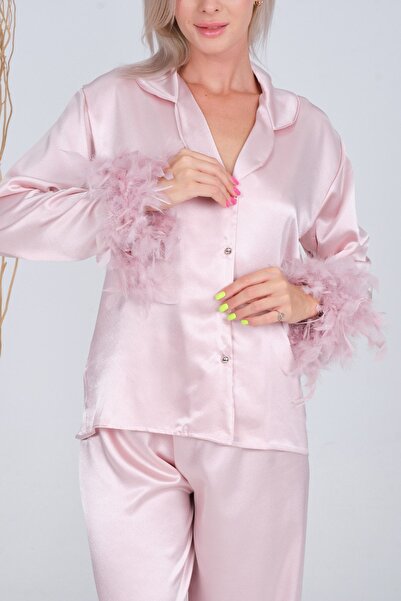 SATTENS Mireasa Caterpillar Satin Pijamale Pudra