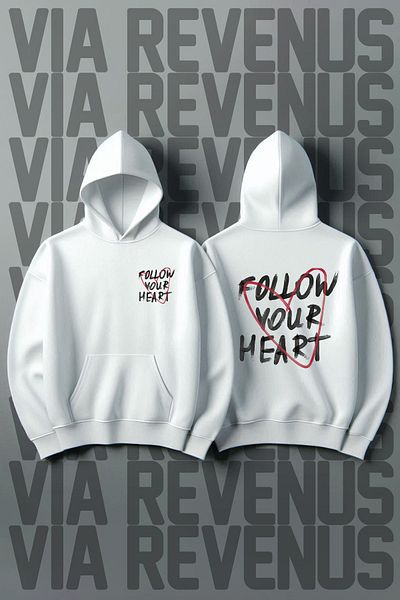 Vordevia Imprimat față și spate - Hanorac cu glugă Follow Your Heart, cu 3 fire