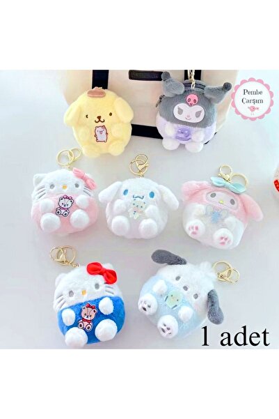 Pembe Çarşı 1 adet Sanrio Peluş Anahtarlık & Fermuarlı Minik Bozuk Para Cüzda...