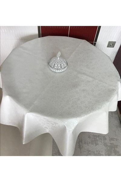 yukselhalimefrusat White Round Oilcloth Tablecloth PVC 160 cm