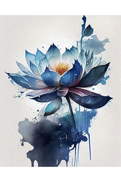 LİLYHOBBYLAND Sayılarla Boyama Hobi Seti Mavi Lotus Çiçeği (ÇERÇEVELİ- RENKLİ BASKILI) 40x50 Cm