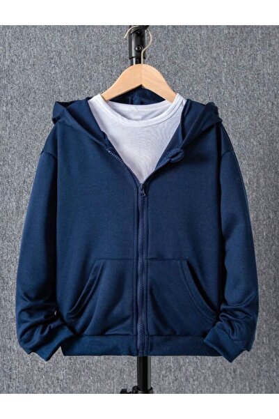 BYMEER سترة رياضية للجنسين باللون الأزرق الداكن - بسحاب