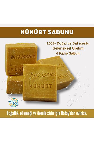 bitkiselce 450 Gr Sulfur Soap - Pure and Natural Ingredients, 4 Molds