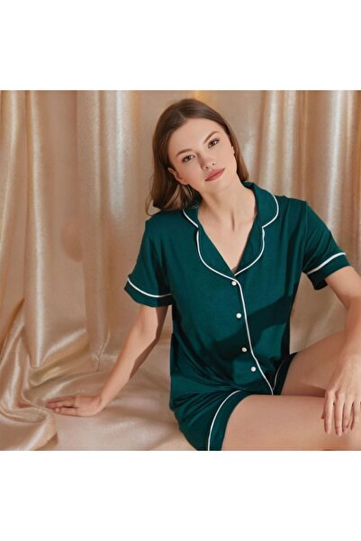 Muka Kolej Yeşili Şortlu Pijama Takımı
