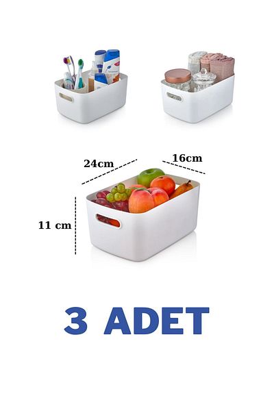 VALENT 3-Piece Mocha 3.5 Lt Cabinet and Bathroom Organizer - Refrigerator Basket