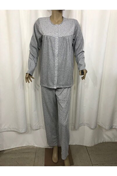 NENA COLLECTION Nena Open Front Pajama Set-14264-grey