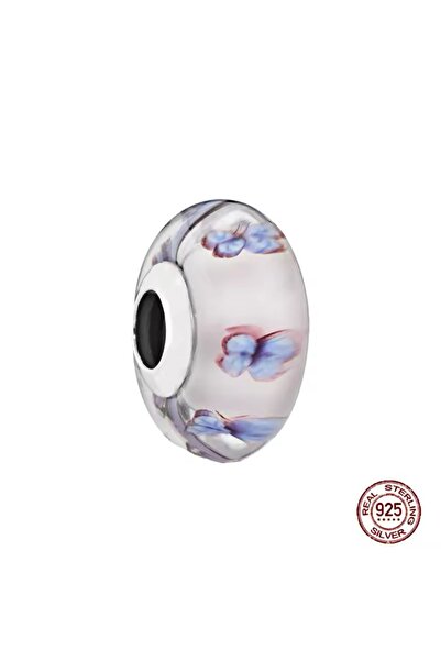 Lines Bijuteri Murano Cam Kelebek Desenli Charm