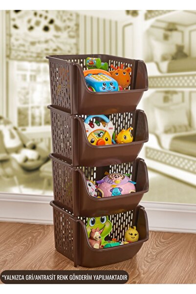 VALENT 4 Katlı Patates & Soğanlık, Katlı Sebzelik, Büyük Düzenleyici, Oyuncak Sepeti, Banyo Organizeri GRİ