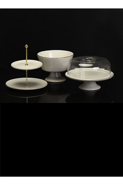 Laviss 4 Piece Service Presentation Set Cake Glass Layered Cookie Bowl Fruit Bowl