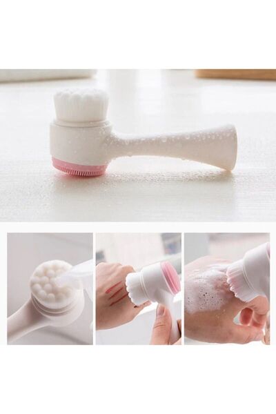 Norviva Çift Taraflı Yüz Temizleme Masaj Fırçası 3d Cilt Bakım Silikon Yüz Te...