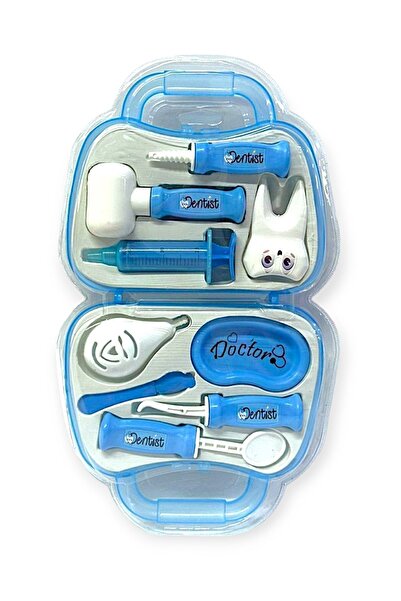 Oyunsal Çantalı Oyuncak Dişçi Seti Kaliteli Plastik Malzemeli Diş Doktoru Seti MAVİ Renk