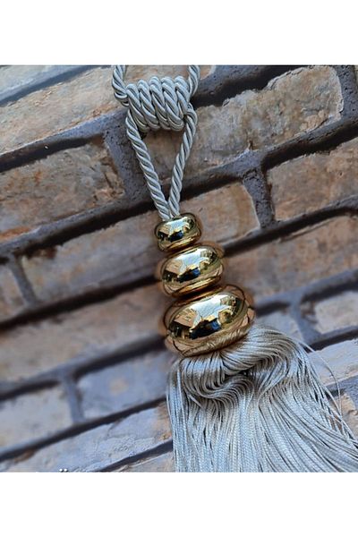 Akcan Light Gray Color Gold Triple Panama Long Bracelet